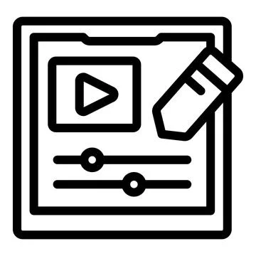Video editing software interface with play button and pencil icon for conte.. Stock Illustration