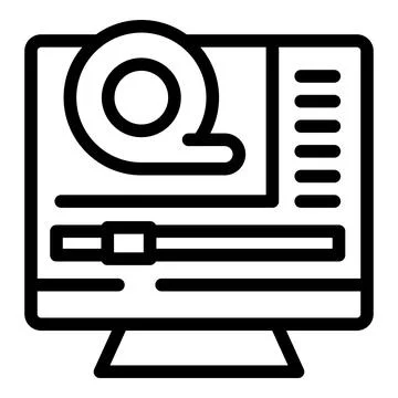 Video editing software interface with timeline and measurement tape display.. Illustrazione stock