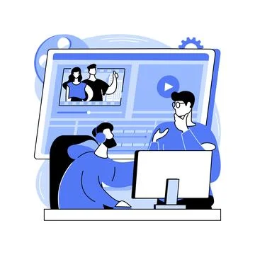 Video editing software isolated cartoon vector illustrations. Stock Illustration