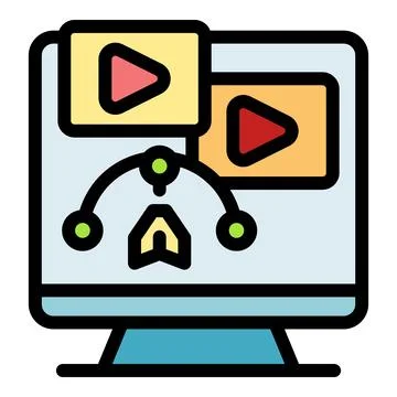 Video editing software managing and arranging clips on computer screen Stock Illustration