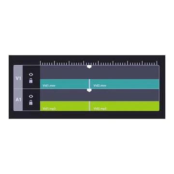 Video editing software showing timeline, tracks, and controls Stock Illustration