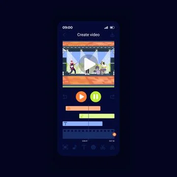 Video editing software smartphone interface vector template Stock Illustration