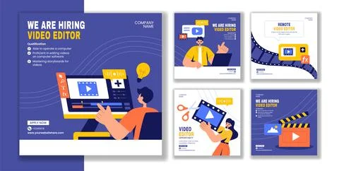 Video Editing Software Vector Illustration with Hand-Drawn Templates for So.. Stock Illustration