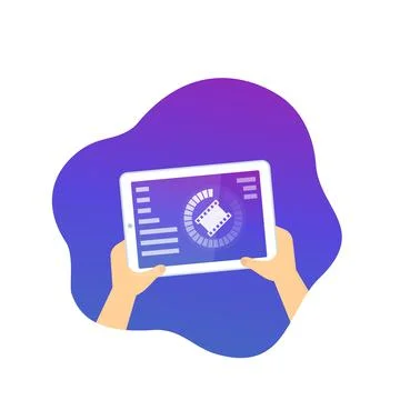 Video editing in tablet, vector illustration Stock Illustration