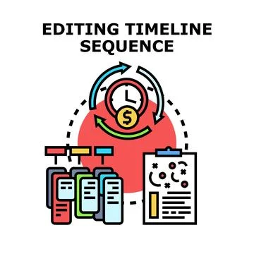 Video editing timeline sequence creating content production Stock Illustration