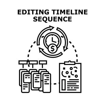 Video editing timeline sequence creating content production Stock Illustration