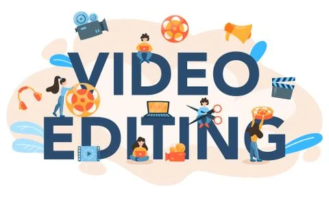 Video editing typographic header. Artist create computer animation Stock Illustration