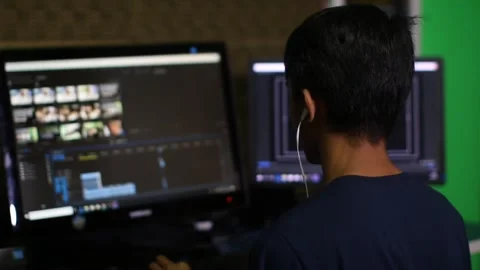 Video editing work on screen Stock Footage 273210825