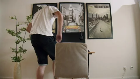 Video editor and programmer going to work in his computer Stock Footage 140143985
