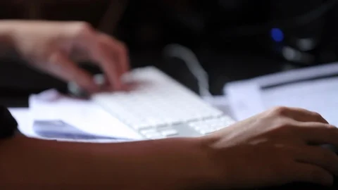 Video Editor - Close Up on Keyboard  - Movement on Screen - CGI work Stock Footage 116917862