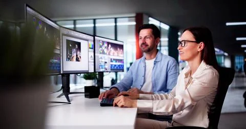 Video Editor Computer Software 스톡 사진