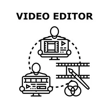 Video editor concept working on multimedia production 스톡 일러스트