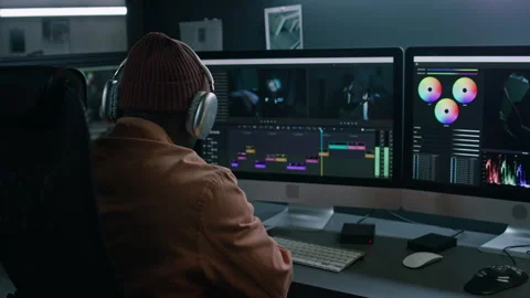 Video Editor Consulting Script and Storyboard while Arranging Film Shots 스톡 동영상 273830244