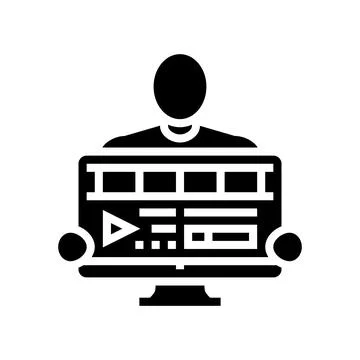 Video editor glyph icon vector illustration Stock Illustration
