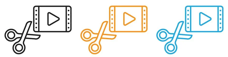 Video Editor icon vector logo set collection for web app ui Stock Illustration