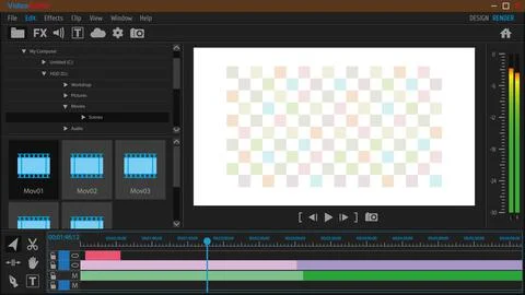 Video editor. Program interface. Overlay Illustrazione stock