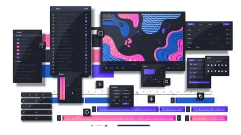 Video editor program vector concept Illustrazione stock
