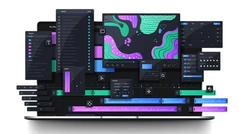 Video editor program vector concept Stock Illustration