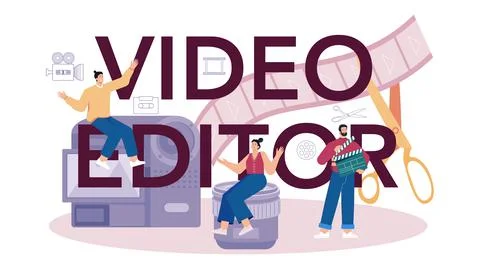 Video editor typographic header. Motion designer create computer Illustrazione stock