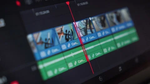 Video editor working on laptop, editing Stock Video Pond5