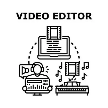 Video editor working with sound and visual content Stock Illustration
