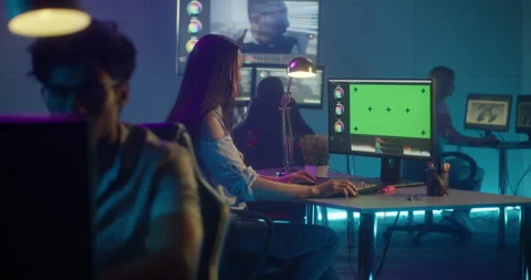 Video editors at work in editing room Stock Footage 134065896