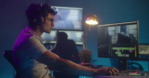 Video editors at work in editing room Stock Footage 134066613