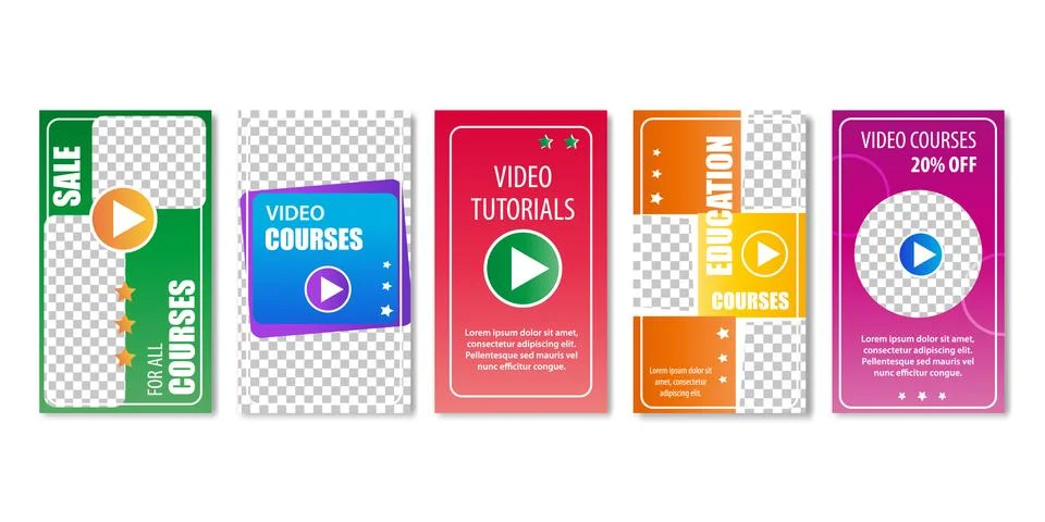 Video Education Courses and Tutorials Sale Pages. Illustrazione stock
