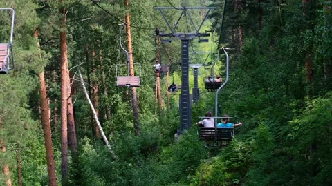 Video of elevator on mount Tserkovka near Altai resort Belokurikha Stock Footage 137314826