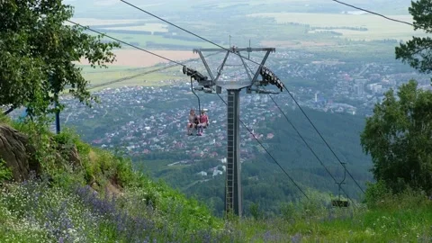 Video of elevator on mount Tserkovka near Altai resort Belokurikha Stock Footage 137314865