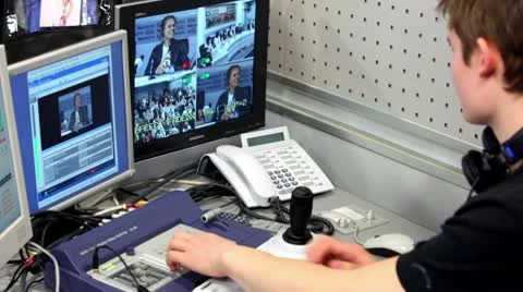 Video engeneer at work on Armin Van Buuren conference Stock Footage 10680217