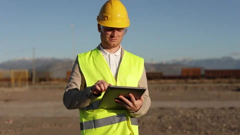 Video Engineer railway under checking construction process oil cargo train and Stock Footage 231579563