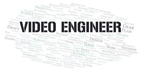 Video Engineer typography word cloud create with the text only Stock Illustration