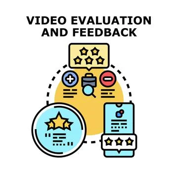 Video evaluation and feedback concept with user review rating Stock Illustration