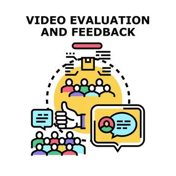 Video evaluation and feedback concept illustrating online review Stock Illustration