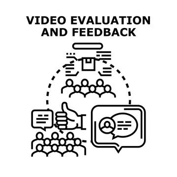 Video evaluation and feedback concept illustrating online review Stock Illustration