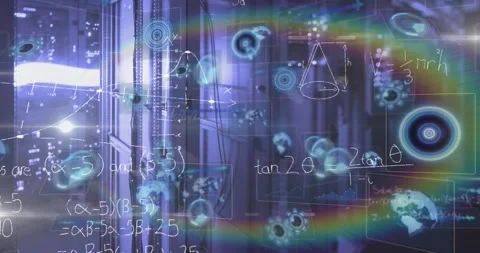 Video explains data transfer in networks using math problems and digital Stock Footage 330058307