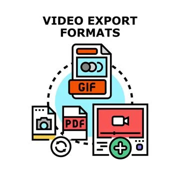 Video export formats concept converting multimedia digital content 스톡 일러스트