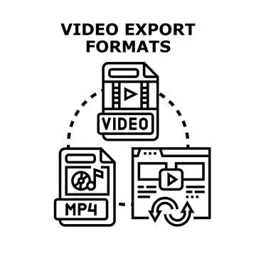 Video export formats concept graphic displaying file conversion Stock Illustration