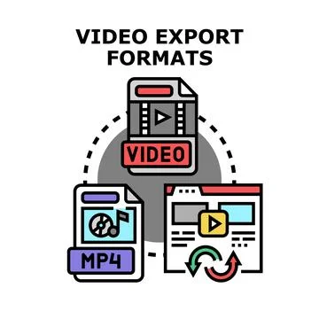 Video export formats concept graphic displaying file conversion Stock Illustration