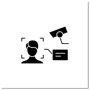 Video face recognition glyph icon Stock Illustration