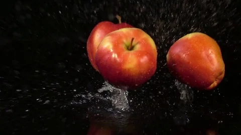 Video of falling apples in real slow motion Stock Footage 78748048