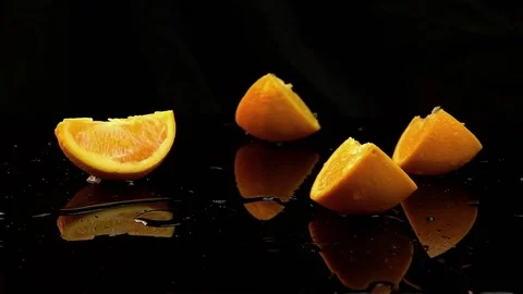 Video of falling oranges in real slow motion Stock Footage 78802211