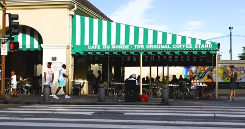 Video of the famous Cafe Du Monde in Stock Video Pond5