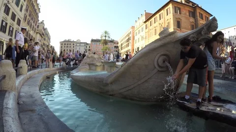 Video of famous Spanish steps on Piazza di Spagna in central Rome, video by g Stock Footage 86100719