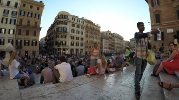 Video of famous Spanish steps on Piazza di Spagna in central Rome, video by g Stock-Footage 86100735
