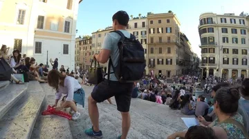 Video of famous Spanish steps on Piazza di Spagna in central Rome, video by g Stock-Footage 86100738