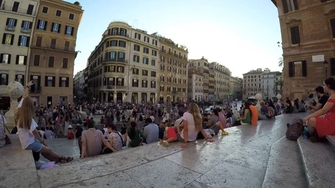 Video of famous Spanish steps on Piazza di Spagna in central Rome, video by g Stock-Footage 86100748
