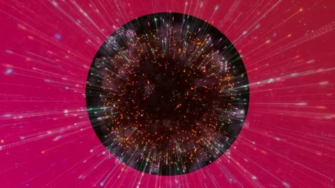 This video features an abstract animation with a glowing circular window 스톡 동영상 339257349