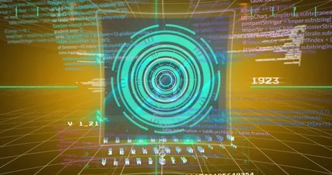 The video features a animation of text, scope scanning and data processing on Video stock 329568876